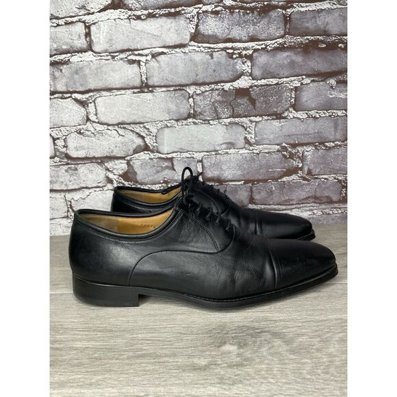 Magnanni Black Leather Cap Toe Lace Up Oxfords Dress Shoes Men’s Sz 10D US/44EU - Picture 1 of 16